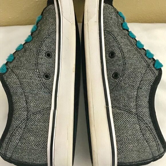 Vans Off the Wall Wool Blk/Whi Teal Laces WMS SZ 5 - Picture 7 of 8
